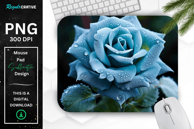 Beautiful Frost Rose Mouse Pad Sublimation Regulrcrative 