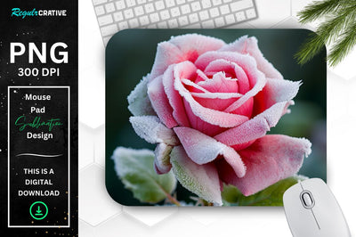 Beautiful Frost Rose Mouse Pad Sublimation Regulrcrative 