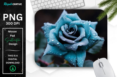 Beautiful Frost Rose Mouse Pad Sublimation Regulrcrative 