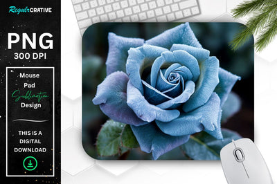 Beautiful Frost Rose Mouse Pad Sublimation Regulrcrative 