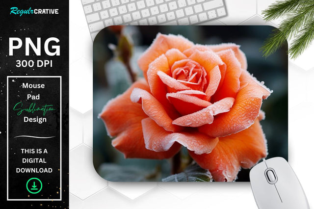Beautiful Frost Rose Mouse Pad Sublimation Regulrcrative 