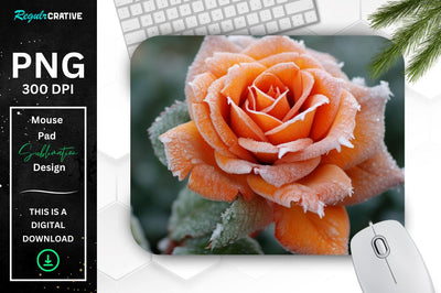 Beautiful Frost Rose Mouse Pad Sublimation Regulrcrative 