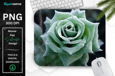 Beautiful Frost Rose Mouse Pad Sublimation Regulrcrative 
