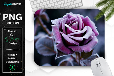 Beautiful Frost Rose Mouse Pad Sublimation Regulrcrative 