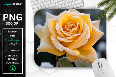 Beautiful Frost Rose Mouse Pad Sublimation Regulrcrative 