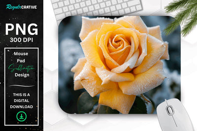 Beautiful Frost Rose Mouse Pad Sublimation Regulrcrative 