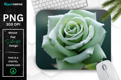 Beautiful Frost Rose Mouse Pad Sublimation Regulrcrative 