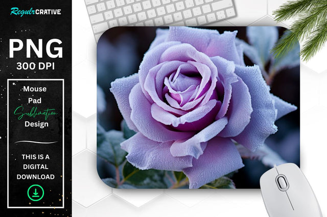 Beautiful Frost Rose Mouse Pad Sublimation Regulrcrative 