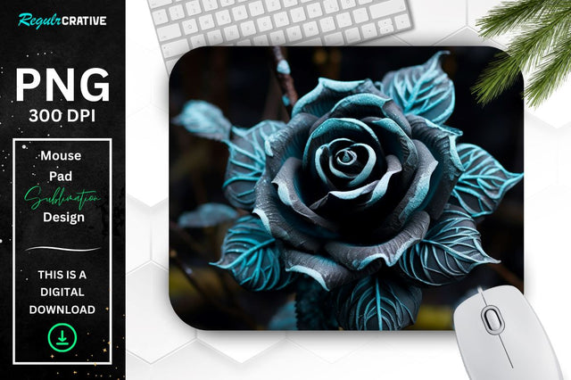 Beautiful Frost Rose Mouse Pad Sublimation Regulrcrative 