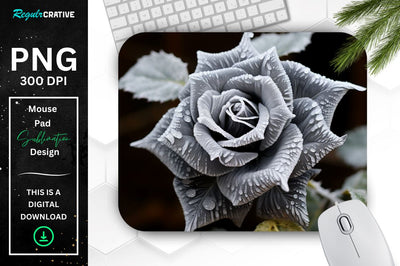 Beautiful Frost Rose Mouse Pad Sublimation Regulrcrative 
