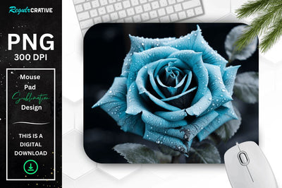 Beautiful Frost Rose Mouse Pad Sublimation Regulrcrative 