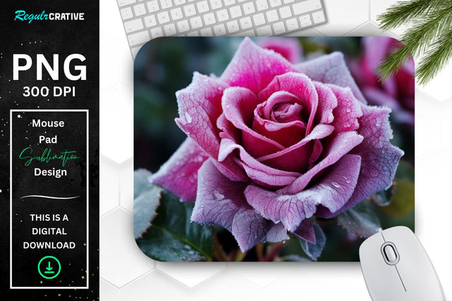Beautiful Frost Rose Mouse Pad Sublimation Regulrcrative 