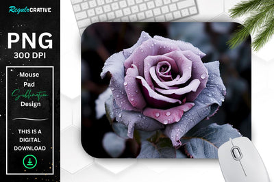 Beautiful Frost Rose Mouse Pad Sublimation Regulrcrative 
