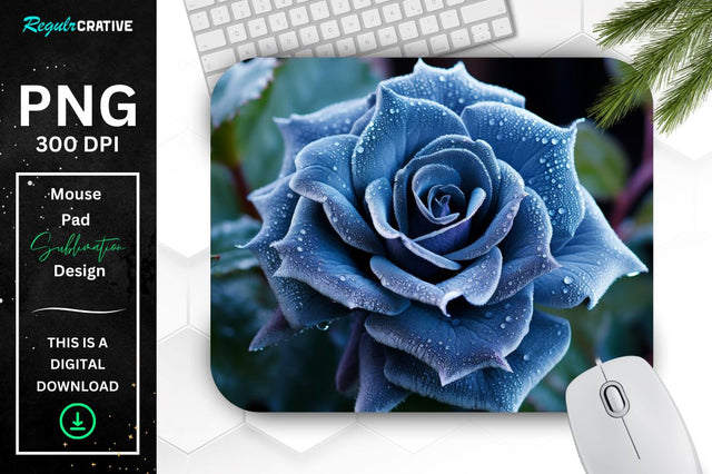 Beautiful Frost Rose Mouse Pad Sublimation Regulrcrative 
