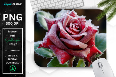 Beautiful Frost Rose Mouse Pad Sublimation Regulrcrative 