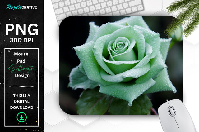 Beautiful Frost Rose Mouse Pad Sublimation Regulrcrative 