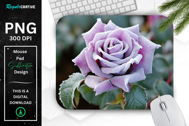 Beautiful Frost Rose Mouse Pad Sublimation Regulrcrative 