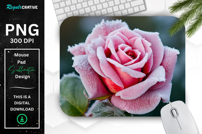 Beautiful Frost Rose Mouse Pad Sublimation Regulrcrative 