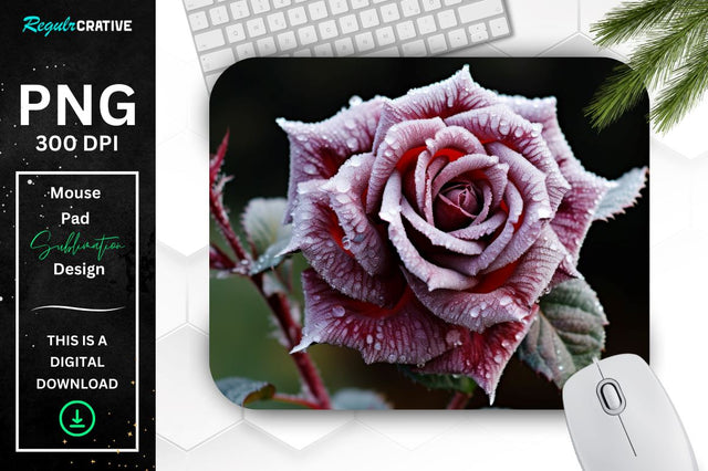 Beautiful Frost Rose Mouse Pad Sublimation Regulrcrative 