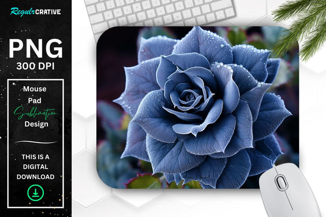 Beautiful Frost Rose Mouse Pad Sublimation Regulrcrative 