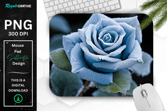 Beautiful Frost Rose Mouse Pad Sublimation Regulrcrative 