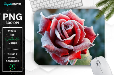 Beautiful Frost Rose Mouse Pad Sublimation Regulrcrative 