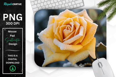 Beautiful Frost Rose Mouse Pad Sublimation Regulrcrative 