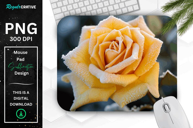 Beautiful Frost Rose Mouse Pad Sublimation Regulrcrative 