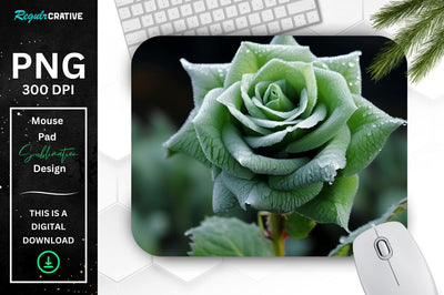 Beautiful Frost Rose Mouse Pad Sublimation Regulrcrative 