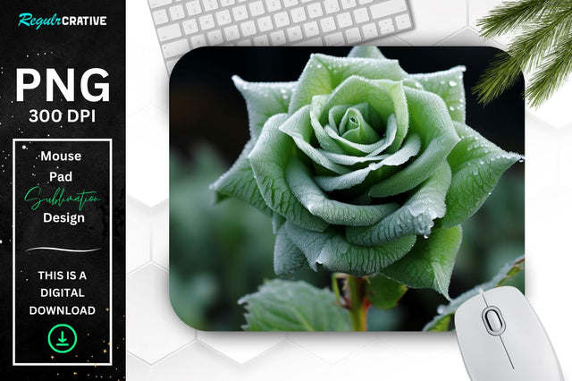 Beautiful Frost Rose Mouse Pad Sublimation Regulrcrative 