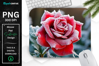 Beautiful Frost Rose Mouse Pad Sublimation Regulrcrative 