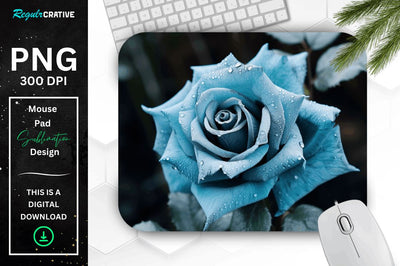 Beautiful Frost Rose Mouse Pad Sublimation Regulrcrative 