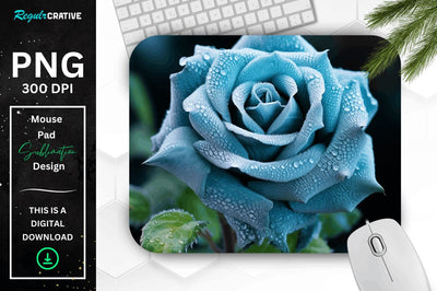 Beautiful Frost Rose Mouse Pad Sublimation Regulrcrative 