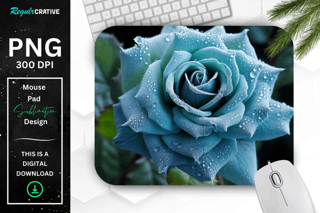 Beautiful Frost Rose Mouse Pad Sublimation Regulrcrative 