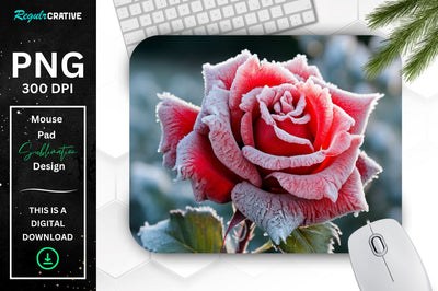 Beautiful Frost Rose Mouse Pad Sublimation Regulrcrative 