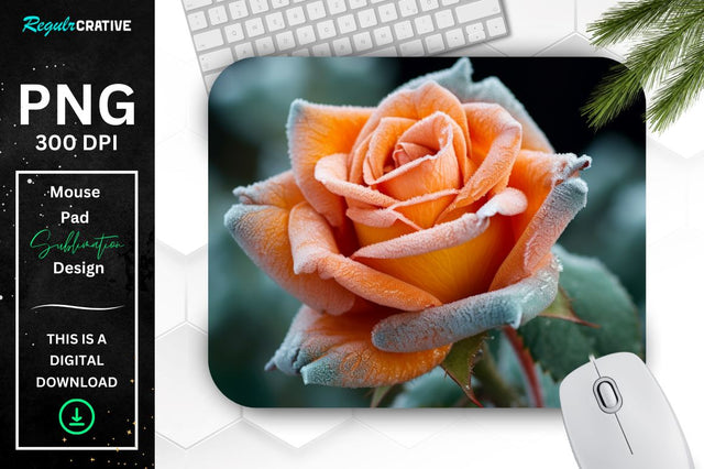 Beautiful Frost Rose Mouse Pad Sublimation Regulrcrative 