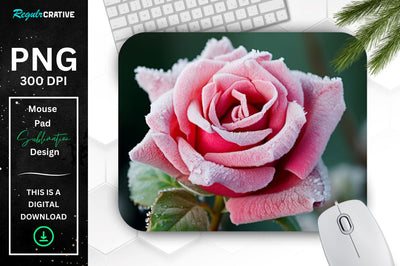 Beautiful Frost Rose Mouse Pad Sublimation Regulrcrative 