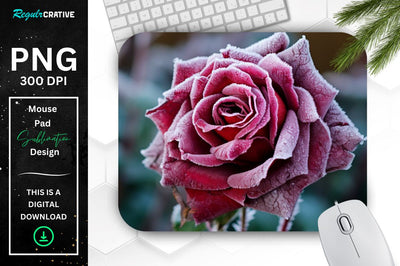 Beautiful Frost Rose Mouse Pad Sublimation Regulrcrative 