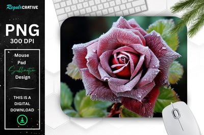 Beautiful Frost Rose Mouse Pad Sublimation Regulrcrative 