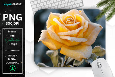 Beautiful Frost Rose Mouse Pad Sublimation Regulrcrative 