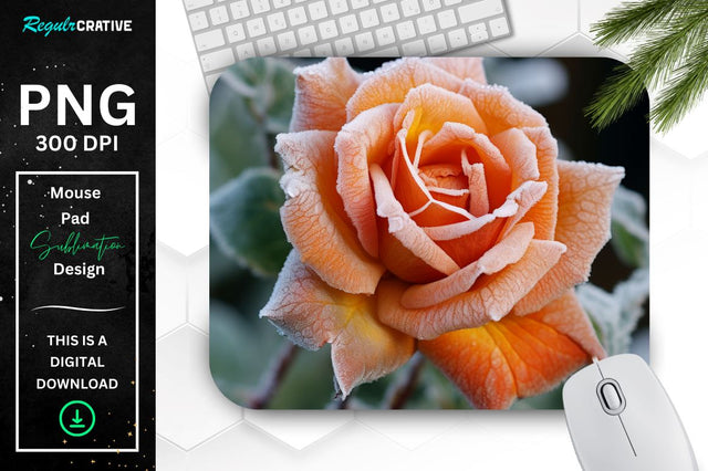 Beautiful Frost Rose Mouse Pad Sublimation Regulrcrative 