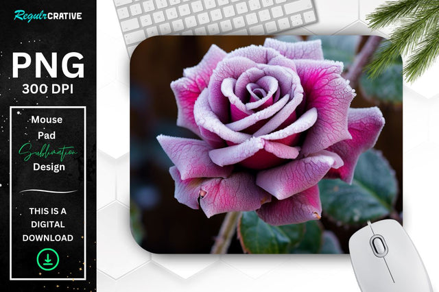 Beautiful Frost Rose Mouse Pad Sublimation Regulrcrative 