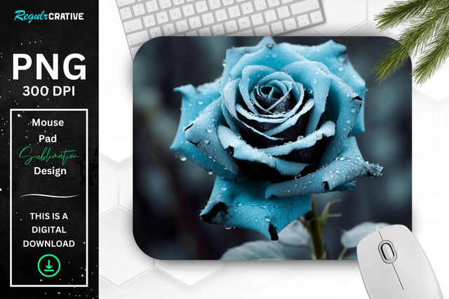 Beautiful Frost Rose Mouse Pad Sublimation Regulrcrative 