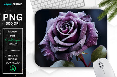 Beautiful Frost Rose Mouse Pad Sublimation Regulrcrative 