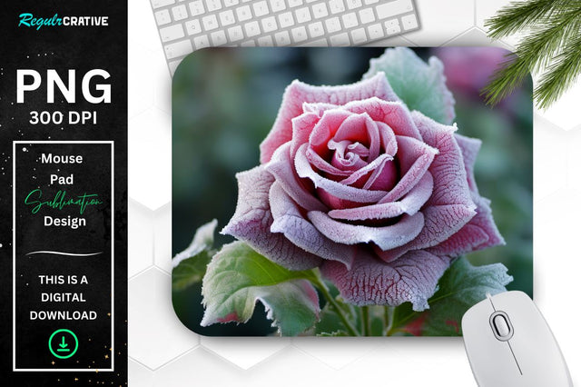 Beautiful Frost Rose Mouse Pad Sublimation Regulrcrative 