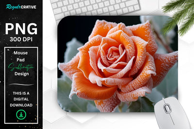 Beautiful Frost Rose Mouse Pad Sublimation Regulrcrative 