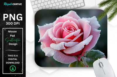 Beautiful Frost Rose Mouse Pad Sublimation Regulrcrative 