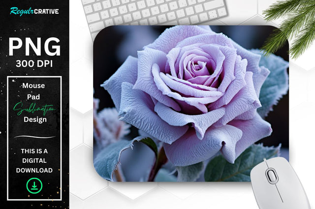 Beautiful Frost Rose Mouse Pad Sublimation Regulrcrative 