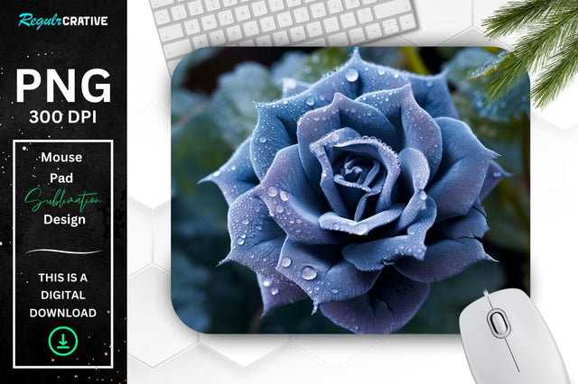 Beautiful Frost Rose Mouse Pad Sublimation Regulrcrative 