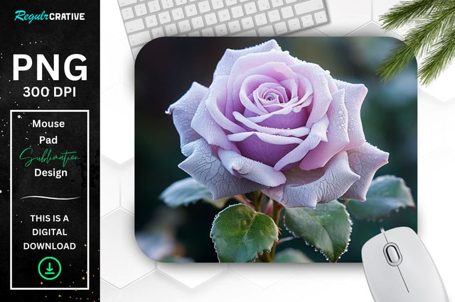 Beautiful Frost Rose Mouse Pad Sublimation Regulrcrative 